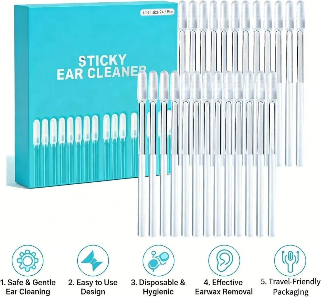 Baby Ear Cleaning Sticks, Soft Rubber Tip (24 Pcs)